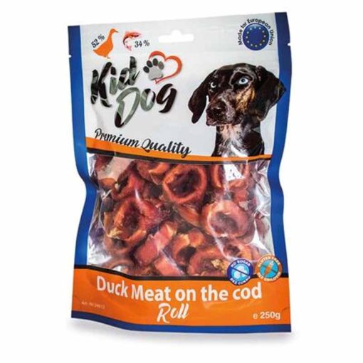 KIDDOG Duck Meat on the cod roll Kacsahús Tőkehal karikák 250g jutalomfalat kutyák részére