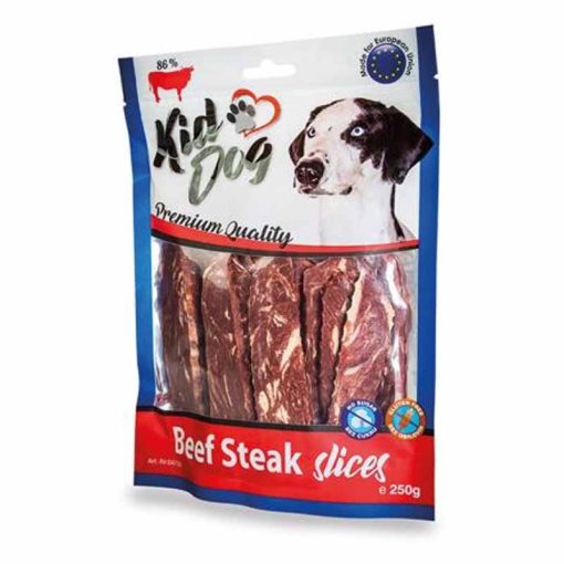 KIDDOG Beef Steak slices Marhahús szeletek 250g jutalomfalat kutyák részére
