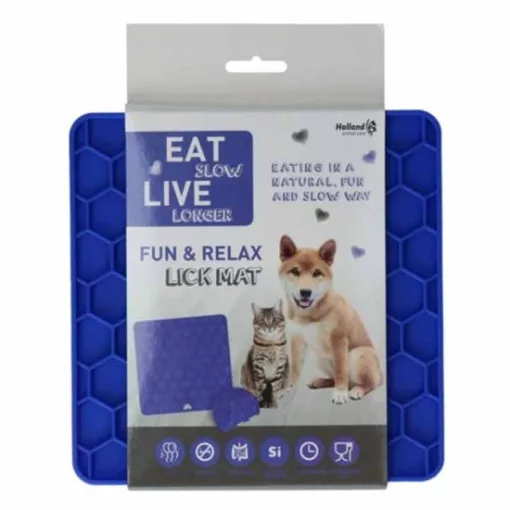 EAT SLOW LIVE LONGER Fun & Relax Lick Mat Kék cca.23x19cm
