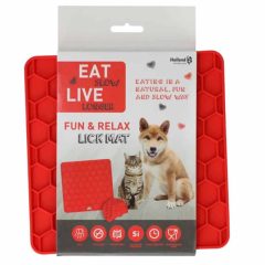   EAT SLOW LIVE LONGER Fun & Relax Lick Mat Piros cca.23x19cm