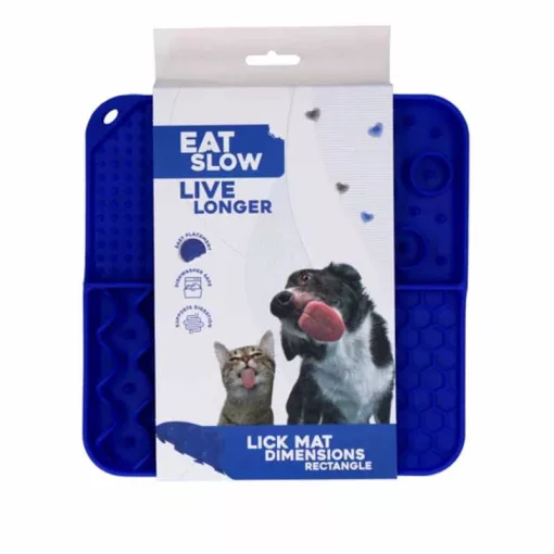 EAT SLOW LIVE LONGER Fun & Relax Lick Mat Kék cca.21x21cm