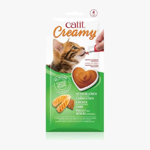 Catit Creamy Snack Csirke és Bárány 4x10g Inycsiklandozó krémes finomság cicád számára