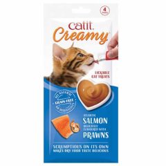   Catit Creamy Snack Lazac és Garnéla 4x10g Inycsiklandozó krémes finomság cicád számára