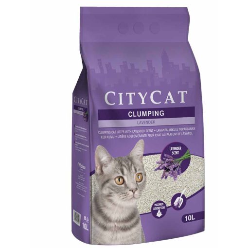 Citycat csomósodó fehér bentonit macskaalom Levendula illattal 10L