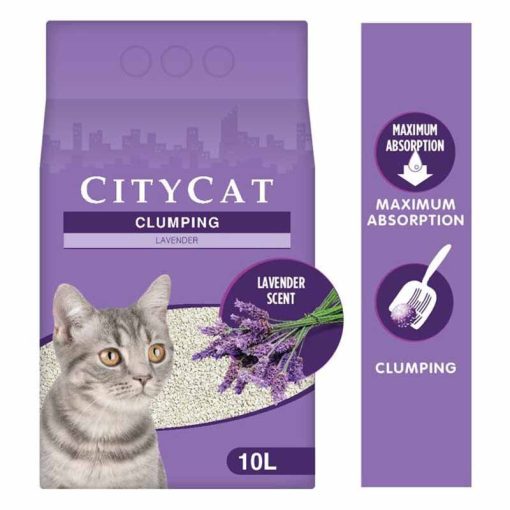 Citycat csomósodó fehér bentonit macskaalom Levendula illattal 10L