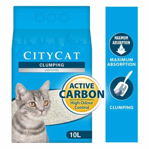 Citycat csomósodó fehér bentonit macskaalom Active Carbon (aktív szénnel) 10L