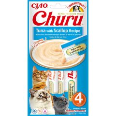 INABA CAT CHURU PÜRÉ Tonhal+Fésűkagylóval 4x14g