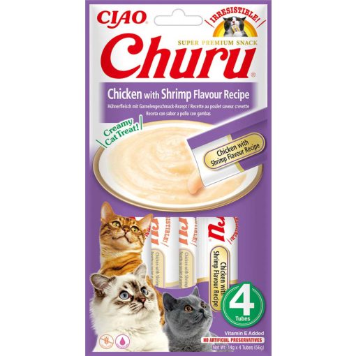INABA CAT CHURU PÜRÉ Csirke+Garnéla 4x14g