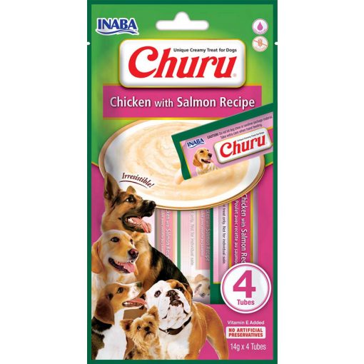 INABA DOG CHURU PÜRÉ Csirke+Lazac 4x14g