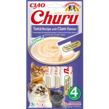 INABA CAT CHURU CIAO Tonhal+Kagyló 4x14g