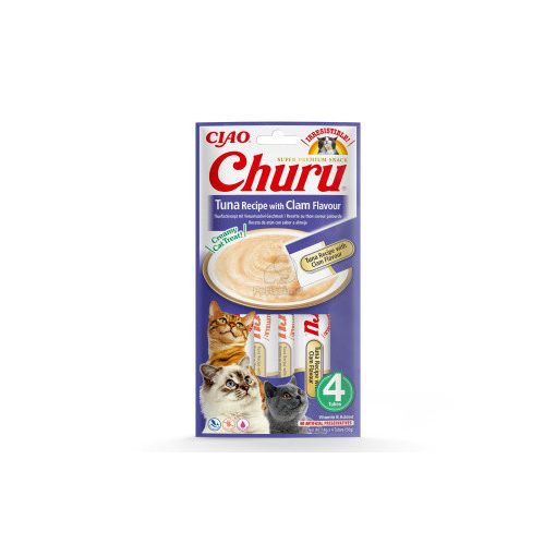 INABA CAT CHURU CIAO Tonhal+Kagyló 4x14g