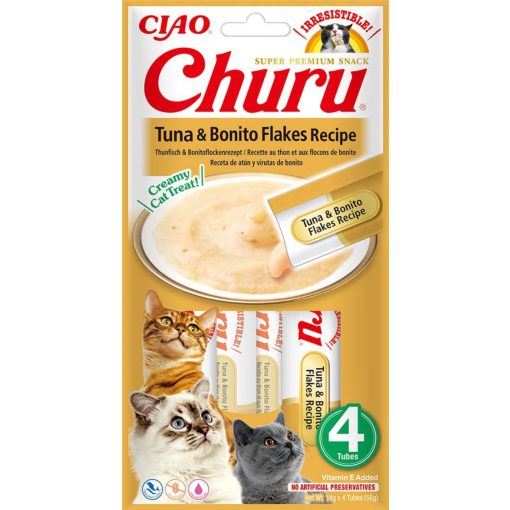 INABA CAT CHURU CIAO Tonhal+Bonito Flakes 4x14g