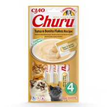 INABA CAT CHURU CIAO Tonhal+Bonito Flakes 4x14g