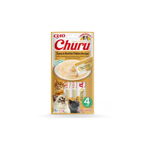 INABA CAT CHURU CIAO Tonhal+Bonito Flakes 4x14g