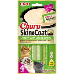 INABA CAT CHURU SKIN&COAT Csirke+Fésűkagylóval 4x14g