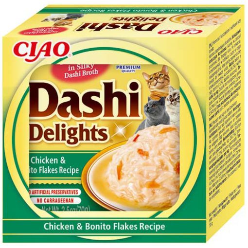 INABA CAT CHURU DASHI Csirke+Bonito Flakes 70g
