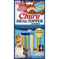 INABA CAT CHURU MEAL TOPPER Tonhal+Fésűkagyló 4x14g