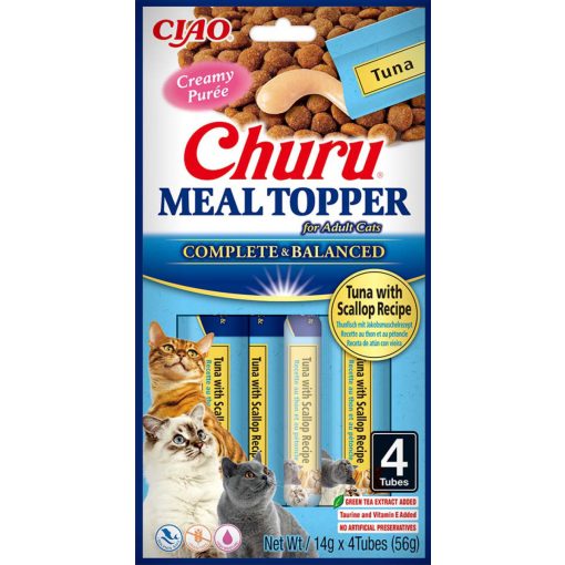INABA CAT CHURU MEAL TOPPER Tonhal+Fésűkagyló 4x14g