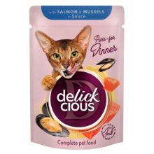 DELICKCIOUS alutasakos macskaeledel 85g Szósz Lazac Kagyló