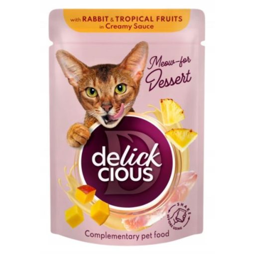 DELICKCIOUS alutasakos macskaeledel 85g  Szósz Nyúl Trópusigyümölcs