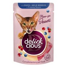 DELICKCIOUS alutasakos macskaeledel 85g Szósz Kacsa Erdei Bogyók Szószban