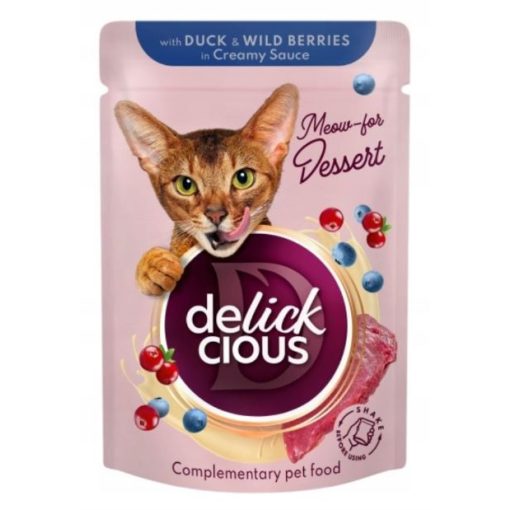 DELICKCIOUS alutasakos macskaeledel 85g Szósz Kacsa Erdei Bogyók Szószban