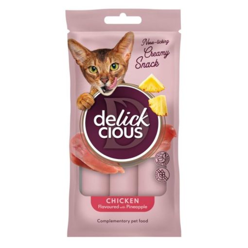 DELICKCIOUS Creamy Snack macskáknak 4x15g (60g) Csirke Ananász