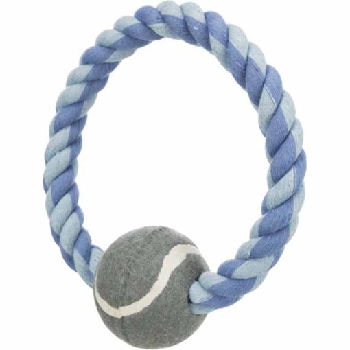 TRIXIE Rágókötél karika teniszlabdával 6/18cm játék kutyáknak