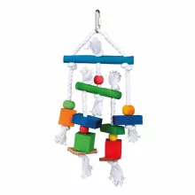 TRIXIE madárjáték Akaszható színes fa-bőr 24cm