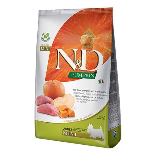 N&D Dog Pumpkin MINI Adult 7kg Vaddisznó+Alma+Sütőtök Grain Free