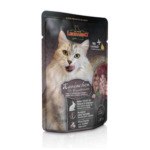LEONARDO Finest Selection szinhúsos alutasakos macsaeledel Nyúlhús Tőzegáfonyával 85g