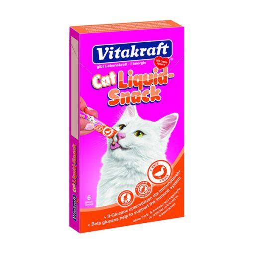 VITAKRAFT macska jutalomfalat Liquid-Snack 6x15g Kacsa+ß-glükán