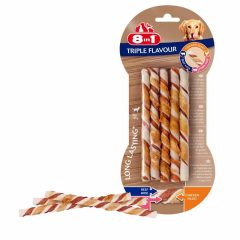   8IN1 Triple Flavour Twsticks 10db csavart rágórúd (csirke+marha+sertés)