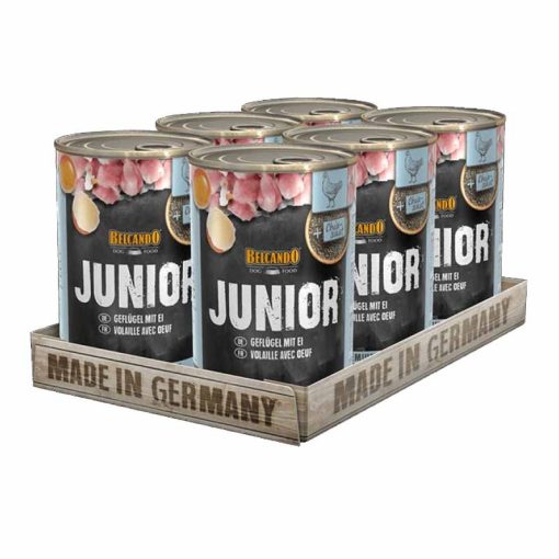 BELCANDO konzerv kutya 100% színhúsos Junior Baromfi+Tojás 400g