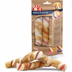   8IN1 Triple Flavour Rolls 3db/113g Rágórúd (csirke+marha+sertés)