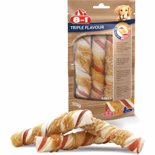 8IN1 Triple Flavour Rolls 3db/113g Rágórúd (csirke+marha+sertés)