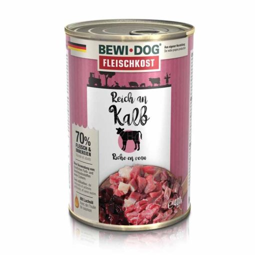 BEWI-DOG konzerv kutya  400g Borjúhúsban gazdag
