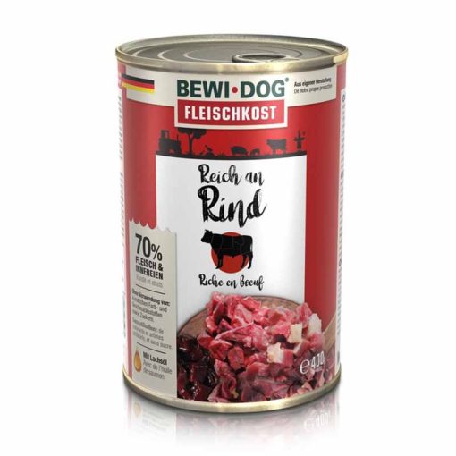 BEWI-DOG konzerv kutya  400g Marhahúsban gazdag