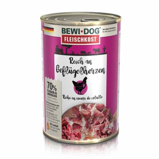 BEWI-DOG konzerv kutya  400g Baromfiszívben gazdag