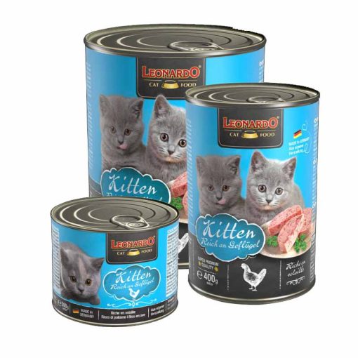 LEONARDO Premium macska konzerv Kitten Baromfihúsban Gazdag 800G