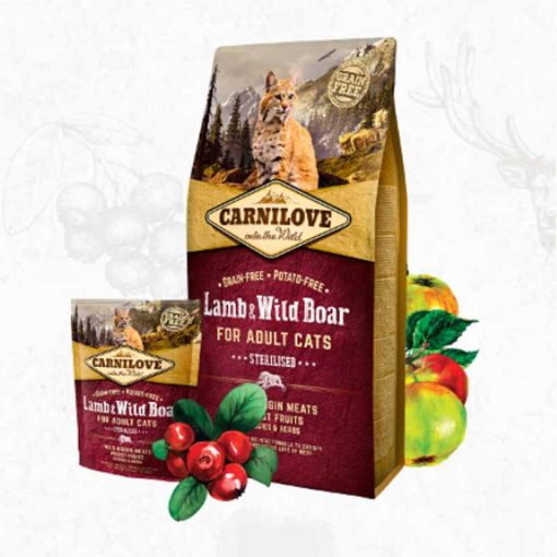 CARNILOVE macska száraz 2kg Adult Bárány+Vaddisznó Sterilised