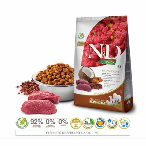 N&D Dog Quinoa Adult Skin&Coat Vadhús 800G kutyatáp, szárazeledel, diétás