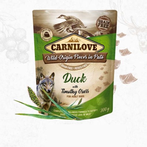 KT CARNILOVE kutya alutasakos PATÉ 300g Adult Duck with Timothy grass