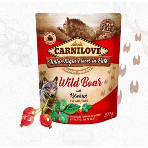 KT CARNILOVE kutya alutasakos PATÉ 300g Adult Wild Board with Rosehips