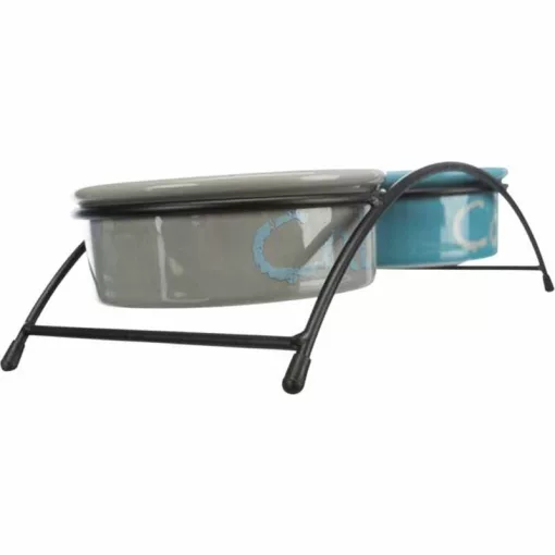 TRIXIE kerámia tál szett fém állványon színes, mintás 2x0,3l /12cm