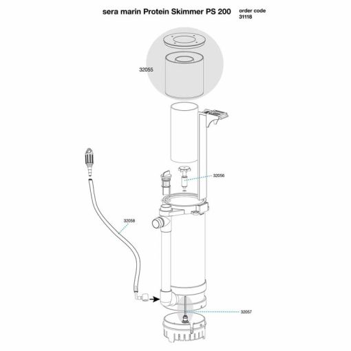 SERA Marin Protein Skimmer PS 200 Fehérje lehabozó  tengeri akváriumokhoz