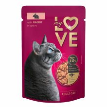 MY LOVE macska 85g Adult Nyúl ízletes szószban Alutasakos Macskaeledel