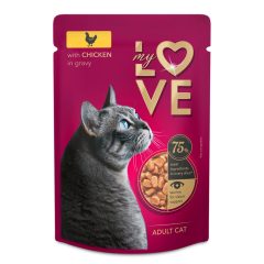   MY LOVE macska 85g Adult Csirke ízletes szószban Alutasakos Macskaeledel