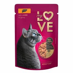   MY LOVE macska 85g Adult Máj ízletes szószban Alutasakos Macskaeledel