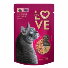   MY LOVE macska 85g Adult Nyúl és Pulykaragu ízletes szószban Alutasakos Macskaeledel